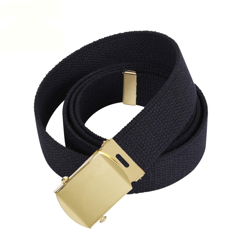Army Belt: Black Elastic with 22k Gold Flash Buckle and Tip